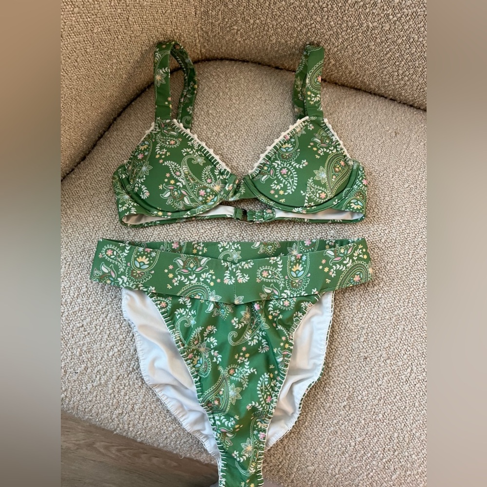 Capittana Teresa Bikini Set in Green Paisley, Size S, NWOT
